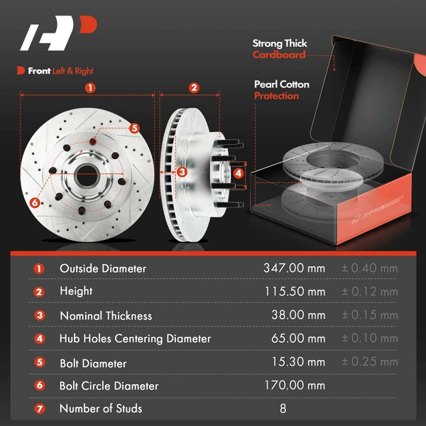 Brake Pad Rotor and Caliper Set, 6 Pcs, Front Driver & Passenger, A-Premium, APBRPS1253
