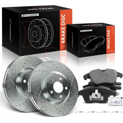6 Pcs Front Drilled Brake Rotors & Ceramic Pads