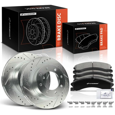 6 Pcs Front Drilled Rotors & Ceramic Brake Pads