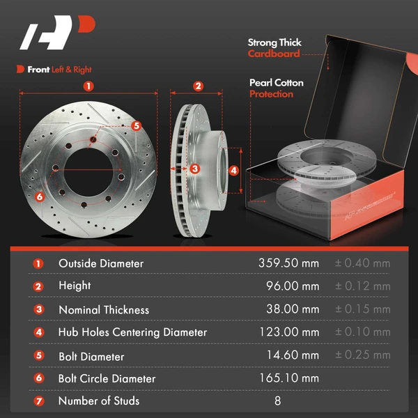 Drilled & Slotted Disc Brake Rotors and Ceramic Pads Kit, 6 Pcs, Front Driver & Passenger, A-Premium, APBRPS1244