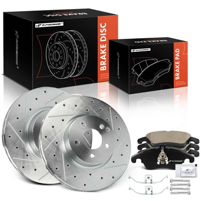 6 Pcs Front Drilled Rotors & Ceramic Brake Pads