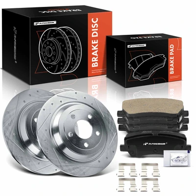 6 Pcs Rear Drilled Rotors & Ceramic Brake Pads