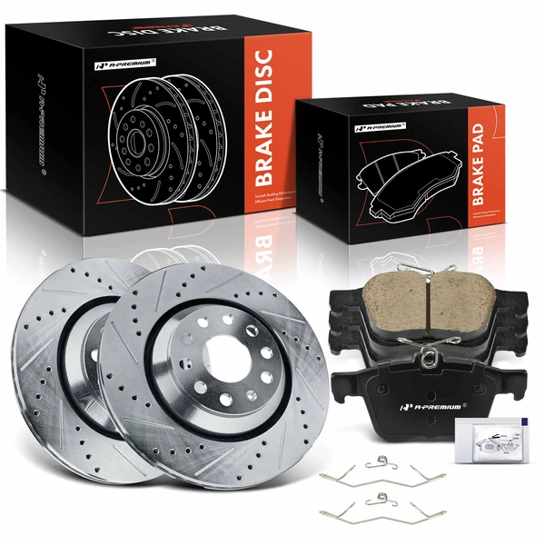 2015-2020 Audi S3 Brake Pad and Rotor Kit, 6 Pcs, Rear Driver & Passenger, A-Premium, APBRPS1248