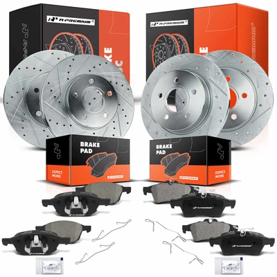 Front & Rear Drilled Rotors & Ceramic Brake Pads