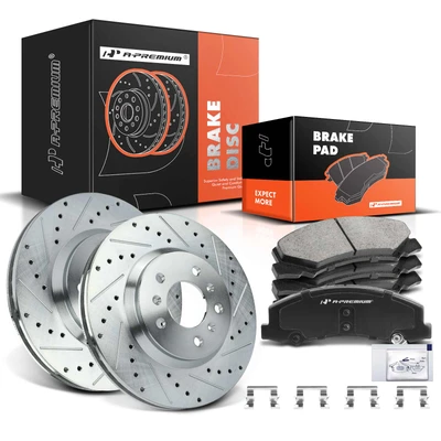 Front Drilled Rotors & Ceramic Brake Pads