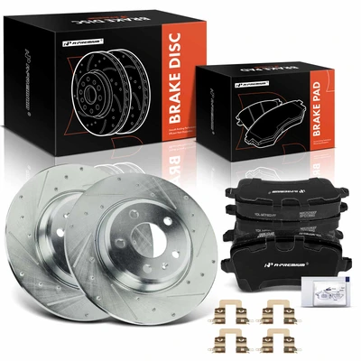 6 Pcs Rear Drilled Rotors & Ceramic Brake Pads