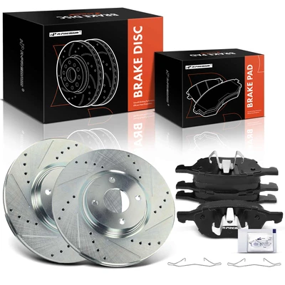 6 Pcs Front Drilled Rotors & Ceramic Brake Pads