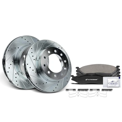 Front Drilled Rotors & Ceramic Brake Pads
