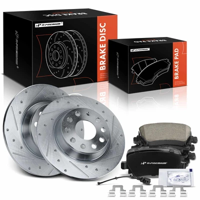 6 Pcs Rear Drilled Brake Rotors & Ceramic Brake Pads