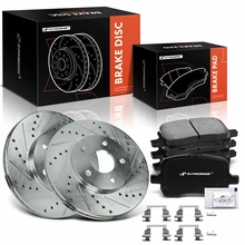 6 Pcs Front Drilled Rotors & Ceramic Brake Pads