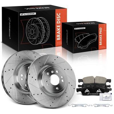 6 Pcs Front Drilled Rotors & Ceramic Brake Pads