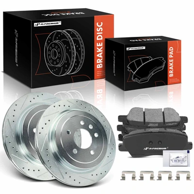 6 Pcs Rear Drilled Rotors & Ceramic Brake Pads