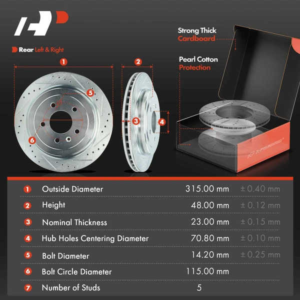 Brake Pad and Rotor Kit, 6 Pcs, Rear Driver & Passenger, A-Premium, APBRPS1272