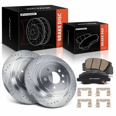 6 Pcs Rear Drilled Brake Rotors & Ceramic Brake Pads