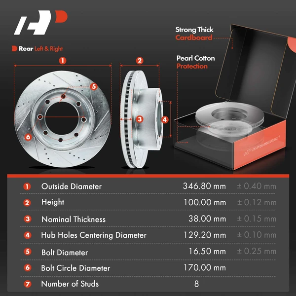 Drilled & Slotted Disc Brake Rotors and Ceramic Pads Kit, 6 Pcs, Front Driver & Passenger, A-Premium, APBRPS390