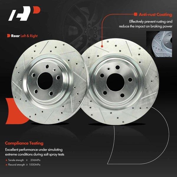 Brake Pad and Rotor Kit, 6 Pcs, Rear Driver & Passenger, A-Premium, APBRPS1277