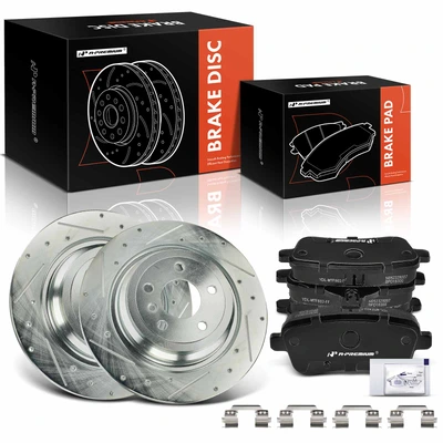 6 Pcs Rear Drilled Rotors & Ceramic Brake Pads