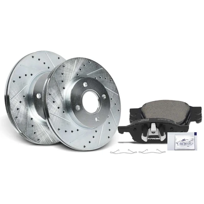 Front Drilled Rotors & Ceramic Brake Pads