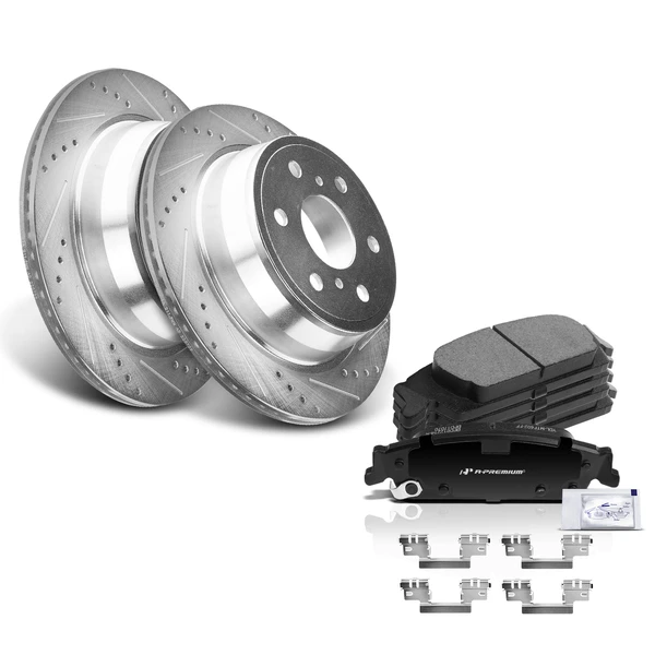 Brake Pad and Rotor Kit, 6 Pcs, Rear Driver & Passenger, A-Premium, APBRPS017