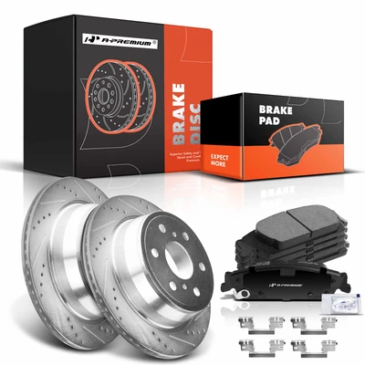 Rear Drilled Rotors & Ceramic Brake Pads