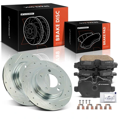 6 Pcs Rear Drilled Rotors & Ceramic Brake Pads