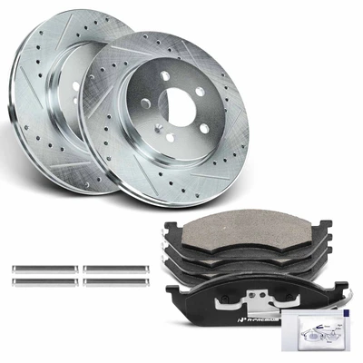 Front Drilled Rotors & Ceramic Brake Pads