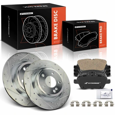 6 Pcs Rear Drilled Rotors & Ceramic Brake Pads