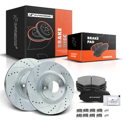 Front Drilled Rotors & Ceramic Brake Pads