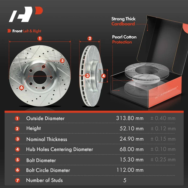 Brake Pad and Rotor Kit, 6 Pcs, Front Driver & Passenger, A-Premium, APBRPS1297