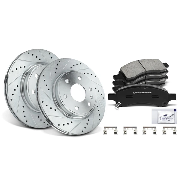 Brake Pad and Rotor Kit, 6 Pcs, Front Driver & Passenger, A-Premium, APBRPS018