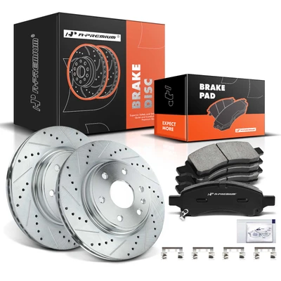 Front Drilled Rotors & Ceramic Brake Pads