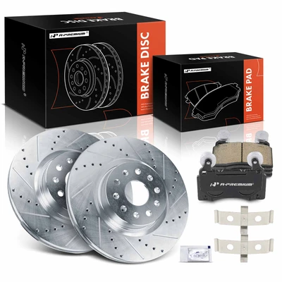 6 Pcs Front Drilled Rotors & Ceramic Brake Pads