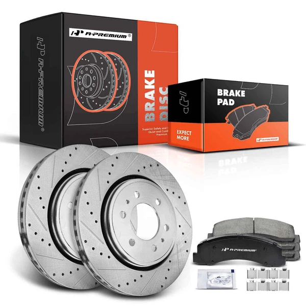 2010-2021 Lincoln Navigator Brake Pad and Rotor Kit, 6 Pcs, Front Driver & Passenger, A-Premium, APBRPS119