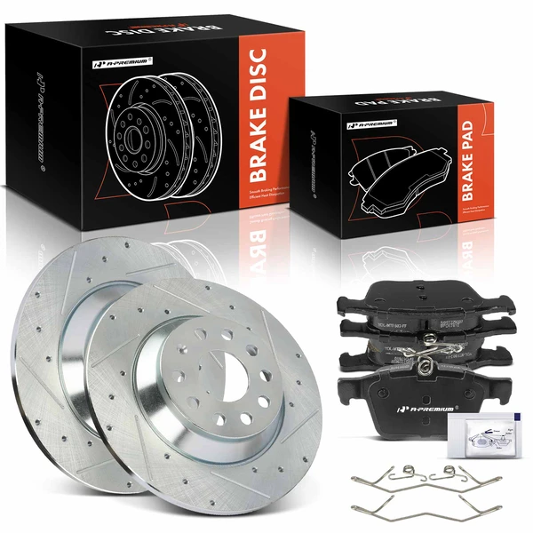 2020 Audi Q3 Brake Pad and Rotor Kit, 6 Pcs, Rear Driver & Passenger, A-Premium, APBRPS1295