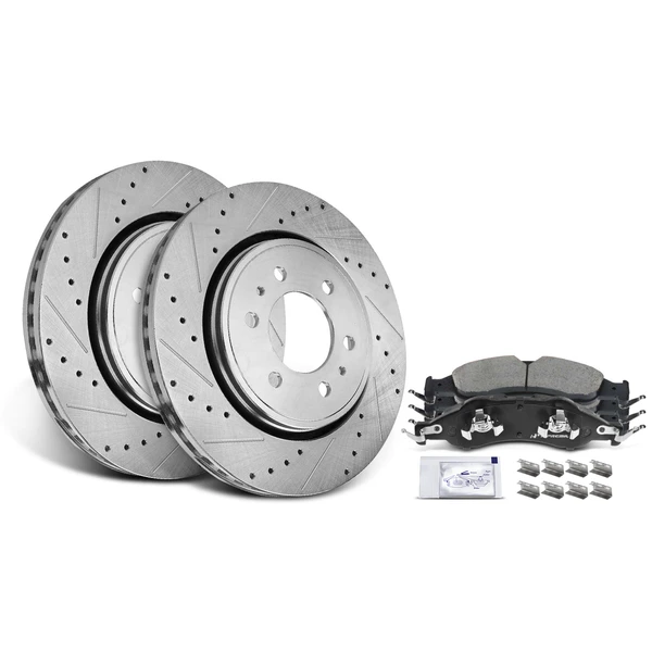 Brake Pad and Rotor Kit, 6 Pcs, Front Driver & Passenger, A-Premium, APBRPS234