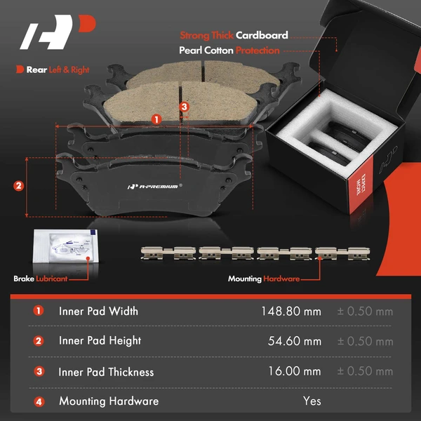Drilled & Slotted Disc Brake Rotors and Ceramic Pads Kit, 6 Pcs, Rear Driver & Passenger, A-Premium, APBRPS1296