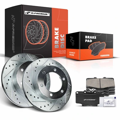 Front Drilled Rotors & Ceramic Brake Pads 