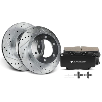 Front Drilled Rotors & Ceramic Brake Pads