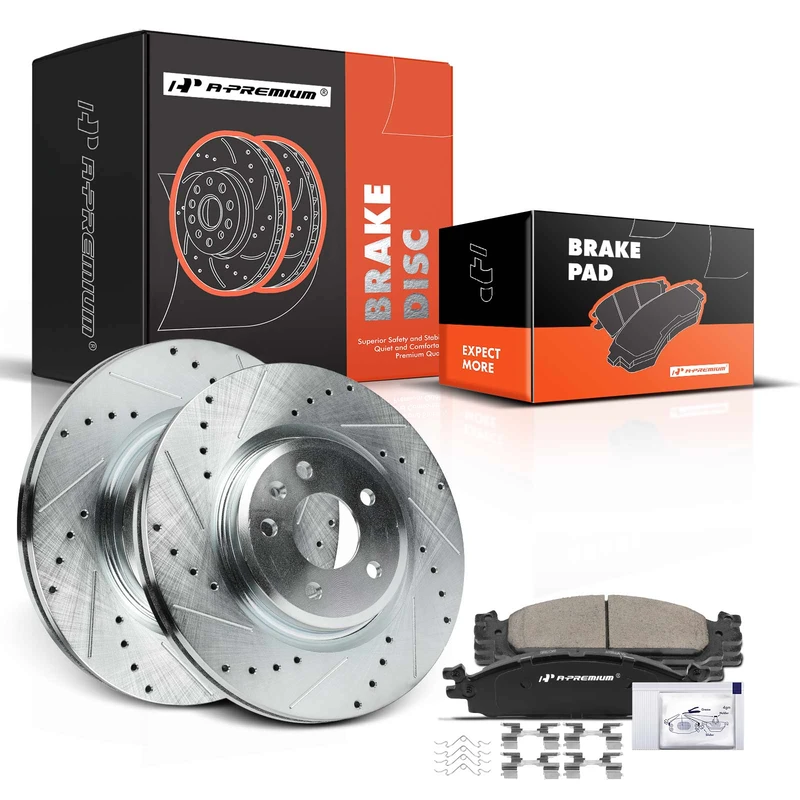 Brake Rotor and Pad Kit, 6 Pcs, Front Driver & Passenger, A-Premium, APBRPS1037