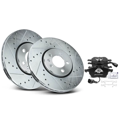 Front Drilled Rotors & Ceramic Brake Pads