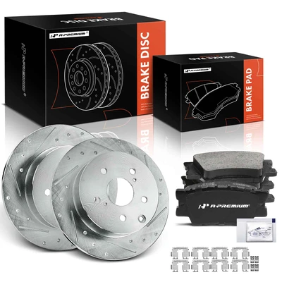 6 Pcs Rear Drilled Brake Rotors & Ceramic Brake Pads