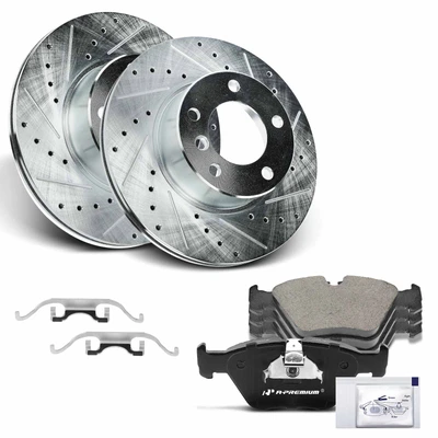 Front Drilled Rotors & Ceramic Brake Pads