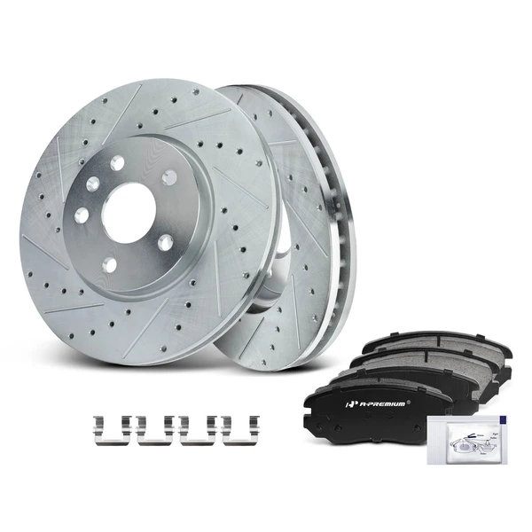 Brake Pad and Rotor Kit, 6 Pcs, Front Driver & Passenger, A-Premium, APBRPS237