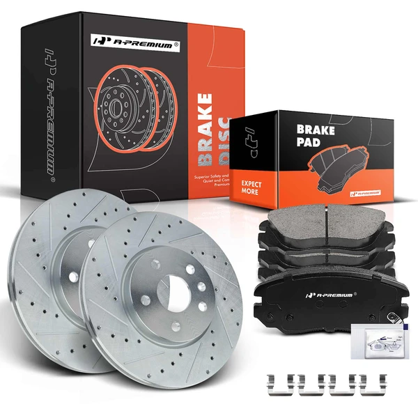 Brake Pad and Rotor Kit, 6 Pcs, Front Driver & Passenger, A-Premium, APBRPS237