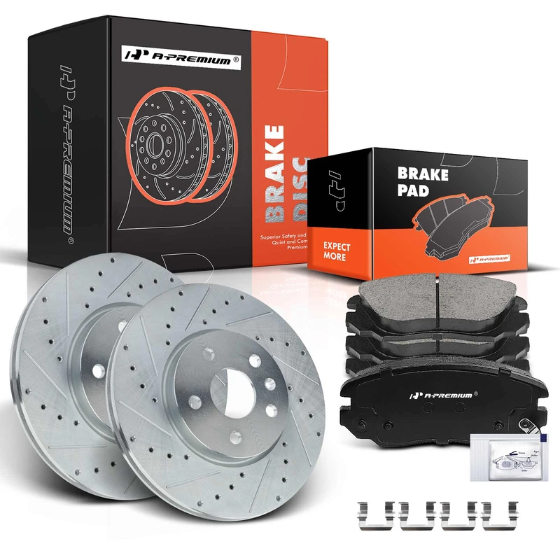 Front Drilled Rotors & Ceramic Brake Pads for 2016 Buick Regal