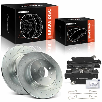 6 Pcs Rear Drilled Rotors & Ceramic Brake Pads