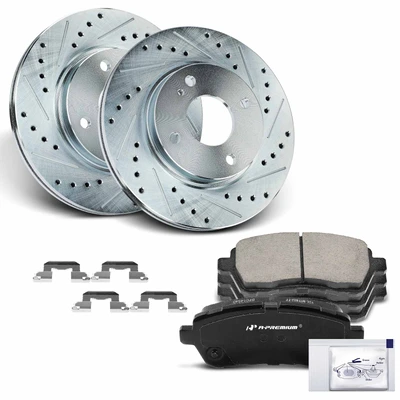 Front Drilled Rotors & Ceramic Brake Pads