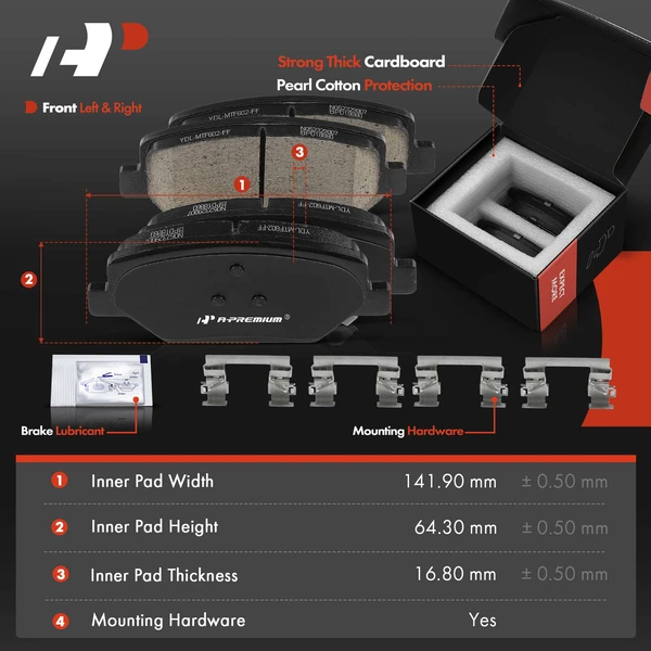 Drilled & Slotted Disc Brake Rotors and Ceramic Pads Kit, 6 Pcs, Front Driver & Passenger, A-Premium, APBRPS1306