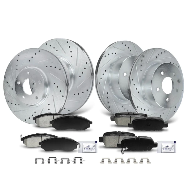 Brake Pad and Rotor Kit, 12 Pcs, Front & Rear, A-Premium, APBRPS122