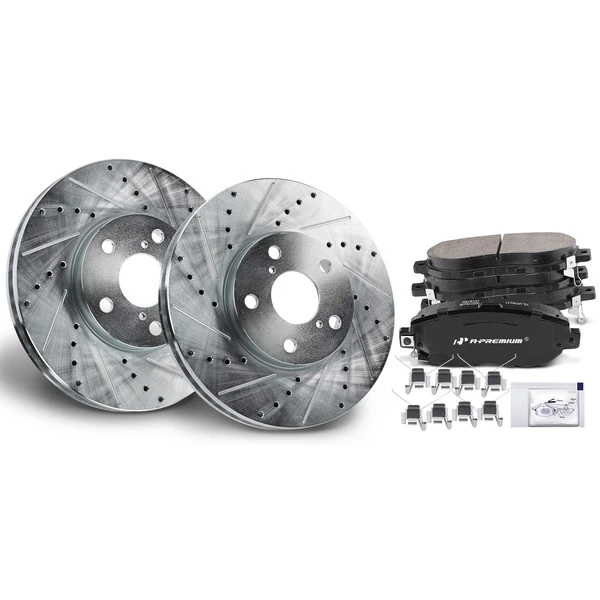 Brake Pad and Rotor Kit, 6 Pcs, Front Driver & Passenger, A-Premium, APBRPS619